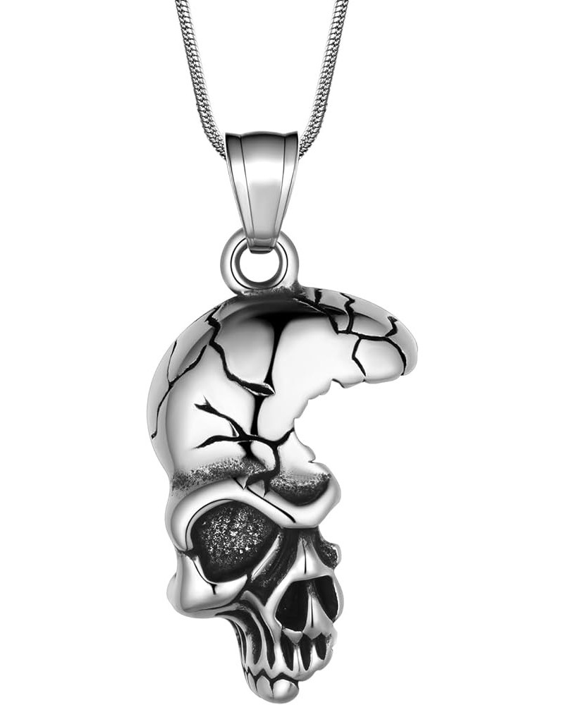 Skull Halloween Punk Necklace - Men 316L Stainless Steel Skeleton Pendant Women Jointed Skeleton Halloween Costume Accessorie...