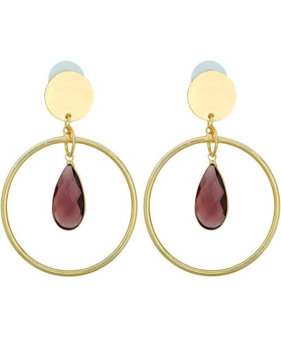 Crystal Glass Dangle Drop Earrings for Women, Circle Hoop Statement Stud Earrings for Girls Purple(teardrop) $9.24 Earrings