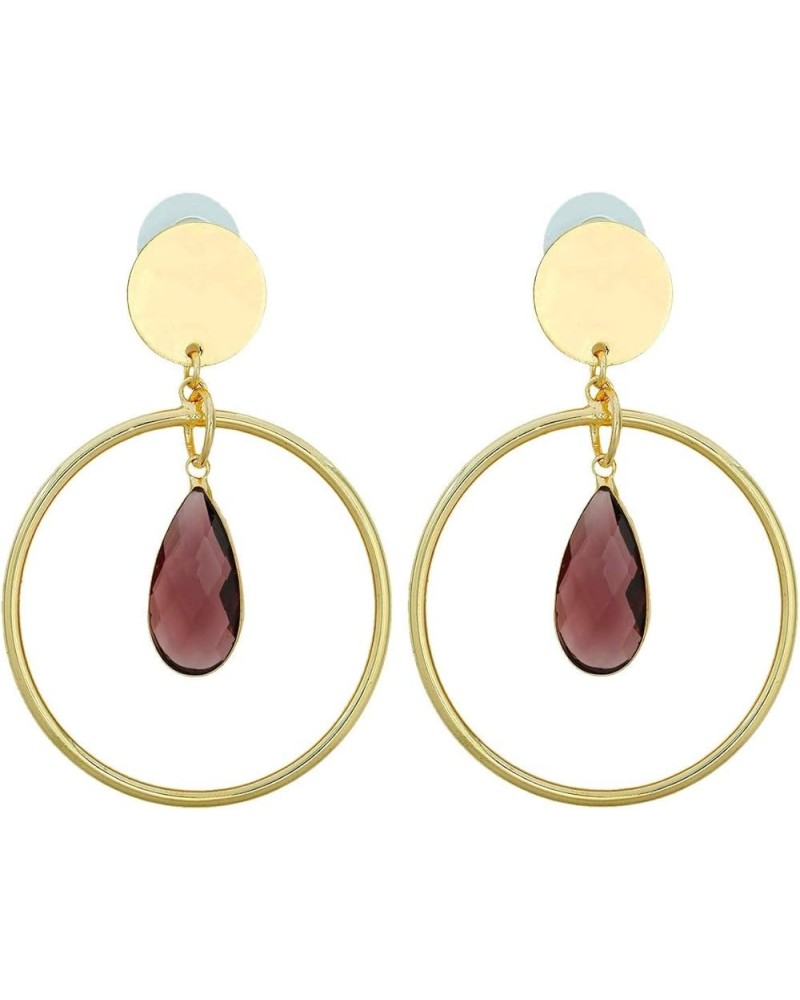 Crystal Glass Dangle Drop Earrings for Women, Circle Hoop Statement Stud Earrings for Girls Purple(teardrop) $9.24 Earrings