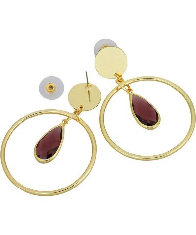 Crystal Glass Dangle Drop Earrings for Women, Circle Hoop Statement Stud Earrings for Girls Purple(teardrop) $9.24 Earrings