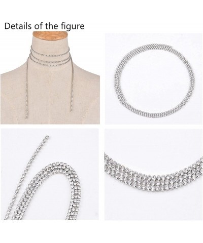 Rhinestone Choker Necklace Crystal Long Chain Necklace Multi-Layer Wide Collar Necklaces Y Necklace Sexy Body Jewelry for Wom...