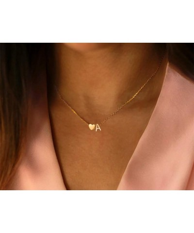 Initial Heart Necklace,18K Gold Plated Stainless Steel Tiny Heart Letter Necklace Personalized Monogram Name Necklace for Wom...