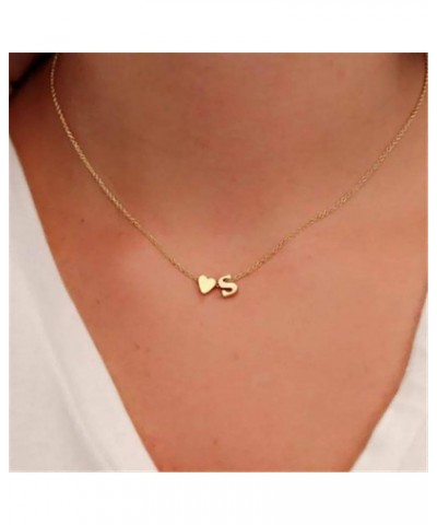 Initial Heart Necklace,18K Gold Plated Stainless Steel Tiny Heart Letter Necklace Personalized Monogram Name Necklace for Wom...