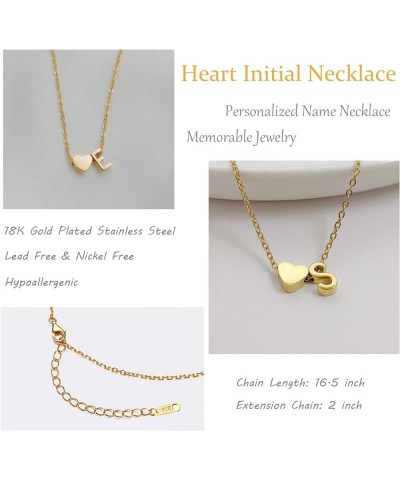 Initial Heart Necklace,18K Gold Plated Stainless Steel Tiny Heart Letter Necklace Personalized Monogram Name Necklace for Wom...