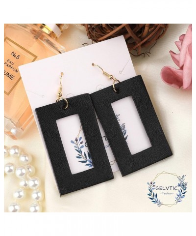 Leather Earrings for Women, Dangle Earrings Drop Lightweight Fashion for Girls, Gifts for Her 15-Black 1 $8.39 Earrings