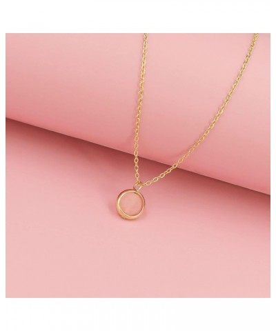 Dainty Healing Crystal Ball Lucky Bead Necklace 18K Gold Plated Chain for Women Girls, Simple Rose Quartz Chakra Gemstone Bea...