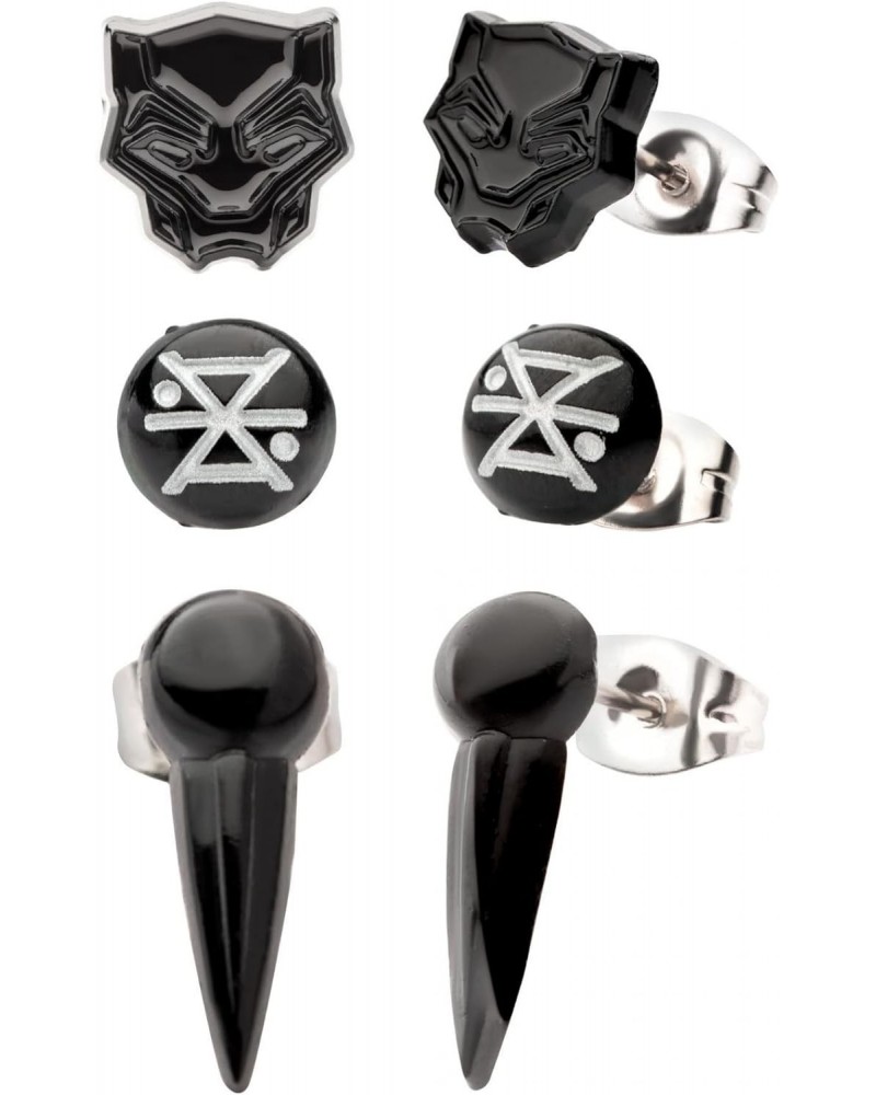 Marvel Black Panther Wakanda Forever Stud Earring 3-Pack $10.12 Earrings