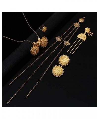 Ethiopian Jewelry Sets for Women Dubai Habesha Jewelry with Hairpin Head Chain African Bridal Wedding Gift $10.99 Jewelry Sets