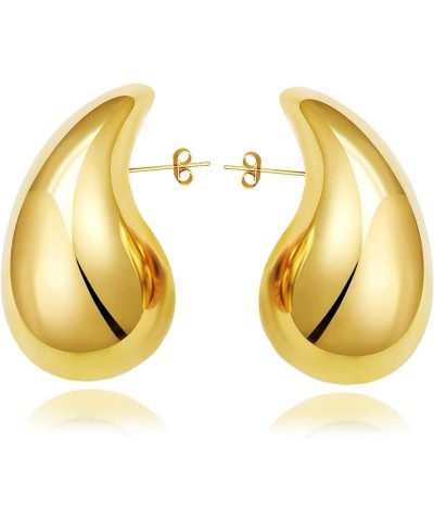 Chunky Gold Hoop Earrings for Women, Lightweight Waterdrop Hollow Open Hoops Tear Drop Silver Gold Trending Oversized Stateme...