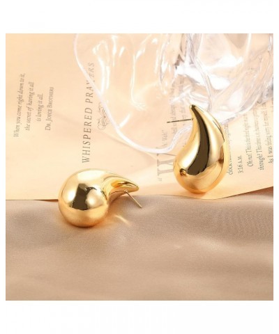 Chunky Gold Hoop Earrings for Women, Lightweight Waterdrop Hollow Open Hoops Tear Drop Silver Gold Trending Oversized Stateme...