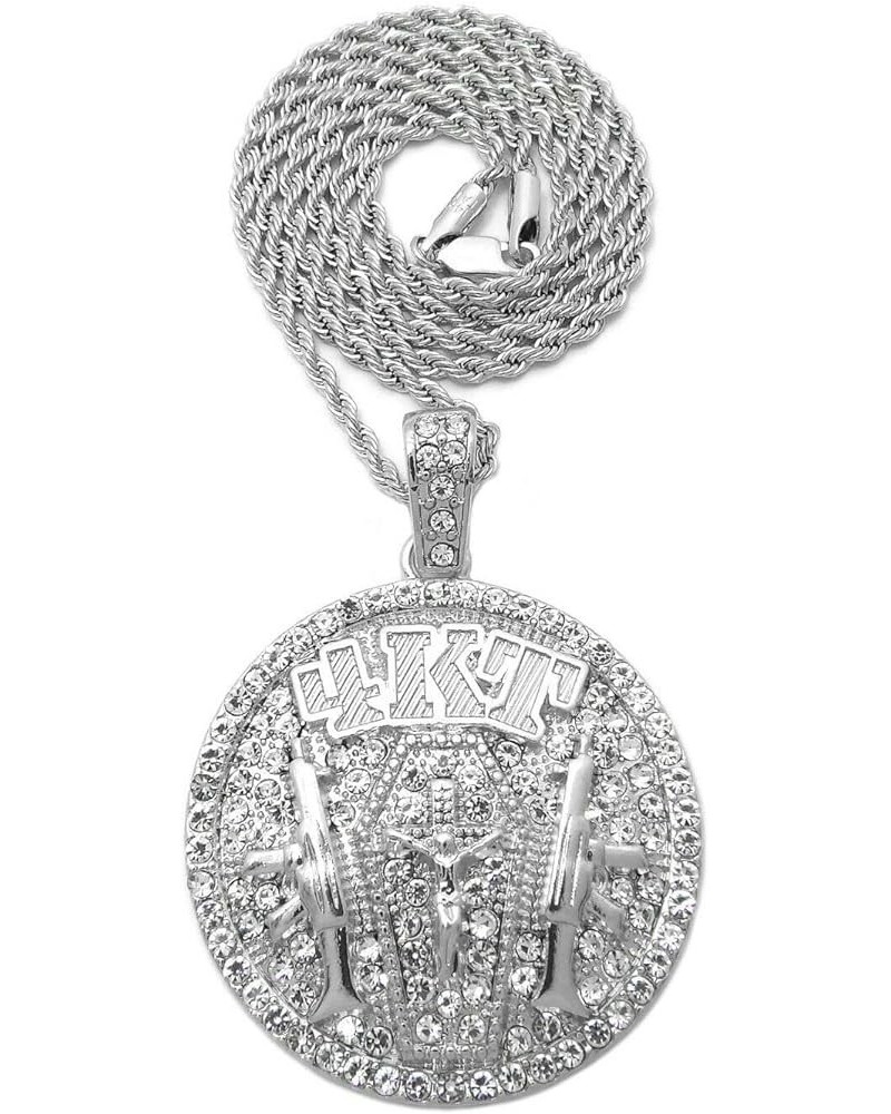 Hip Hop Jewelry Gold Silver Plated 4KT Pendant & 18" 20" 24" Cuban/Rope/Box Brass Chain Necklace 20" ROPE CHAIN SILVER $14.99...