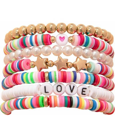 Valentines Day Bracelets Stack Jewelry for Women Accessories Preppy Clay Bead Bracelet Love Heart Heishi Stackable Stretch Br...