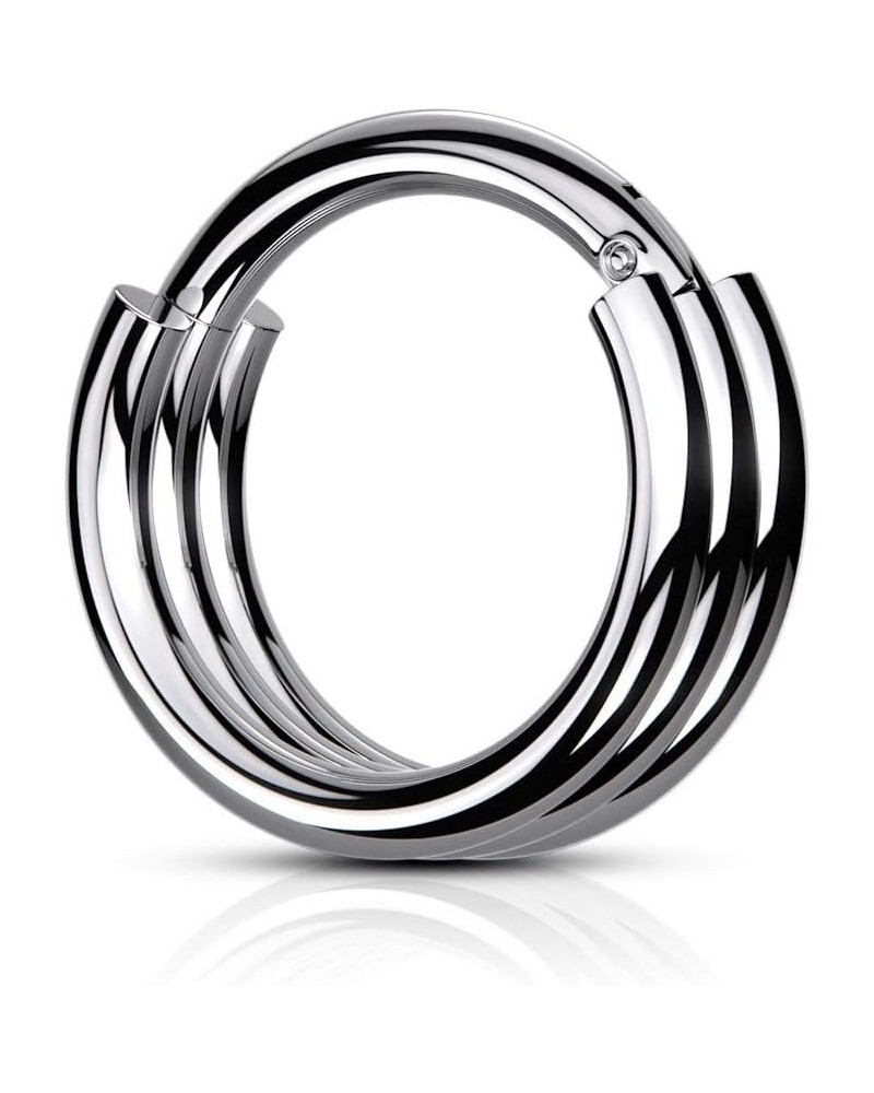 16GA 316L Stainless Steel Triple Layered Hoops Hinged Segment Ring 8mm (5/16") Diameter Silver Tone $8.88 Body Jewelry