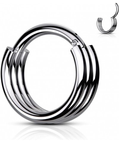 16GA 316L Stainless Steel Triple Layered Hoops Hinged Segment Ring 8mm (5/16") Diameter Silver Tone $8.88 Body Jewelry