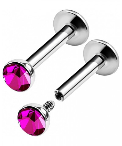 2PCS Steel Internally Threaded Lip Studs 16g 5/16 8mm 3mm Crystal Ball Labret Earrings Medusa Piercing Jewelry Choose Colors ...