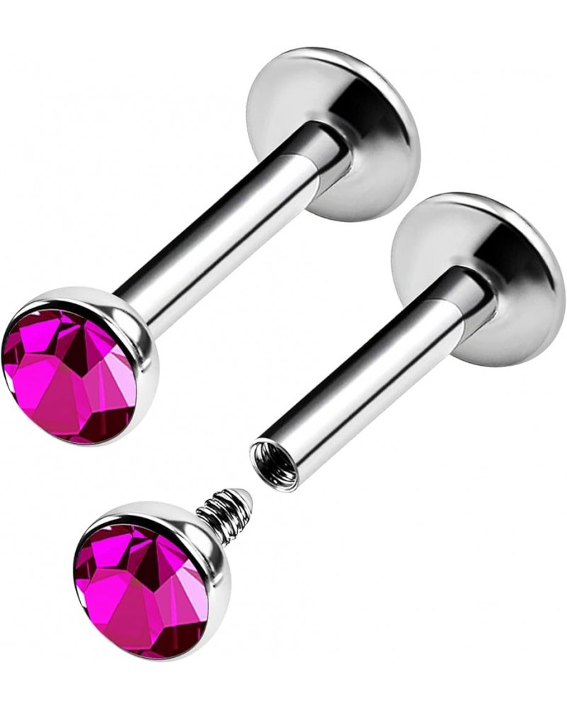 2PCS Steel Internally Threaded Lip Studs 16g 5/16 8mm 3mm Crystal Ball Labret Earrings Medusa Piercing Jewelry Choose Colors ...