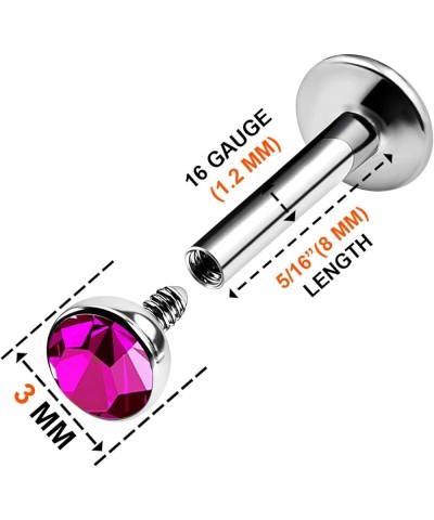 2PCS Steel Internally Threaded Lip Studs 16g 5/16 8mm 3mm Crystal Ball Labret Earrings Medusa Piercing Jewelry Choose Colors ...