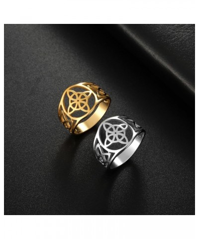 Witches Knot Ring For Women Stainless Steel Celtic Quaternary Wiccan Geometric Style Witches Knot Ring Witchcraft Amulet Jewe...