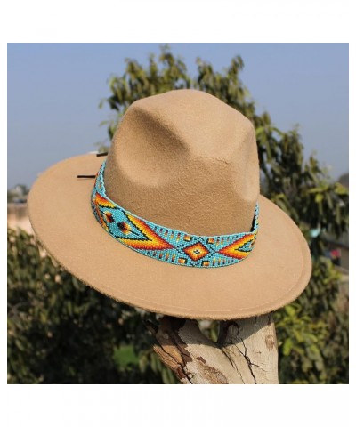 Beaded Hatband With Cuff Bracelet Native American Style Southwestern Cowboy Rode Handmade Head/Hat Band Collection Sky Blue $...