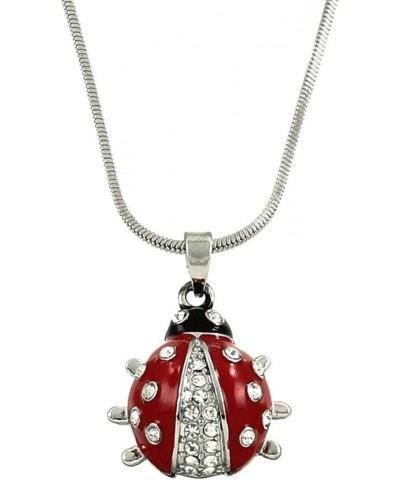 Adorable Little Ladybug Pendant and Necklace on 21" Chain Enamel and Crystals Gift Boxed Fashion Jewelry $9.51 Necklaces