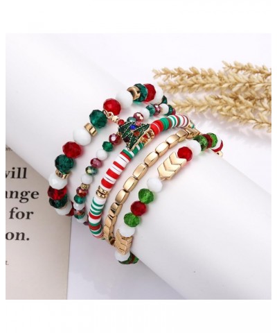 Beaded Stretch Bracelets for Women Multilayered Colorful Crystal Heishi Bead Bracelets Boho Stackable Strand Bracelet Set Sum...