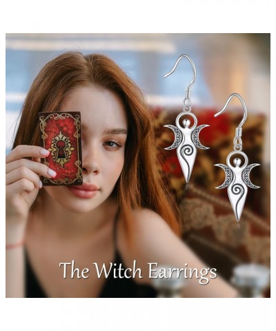 Triple Moon Goddess Amulet Dangle Earrings Sterling Silver Wiccan Pagan Jewelry For Women Gift $17.66 Earrings