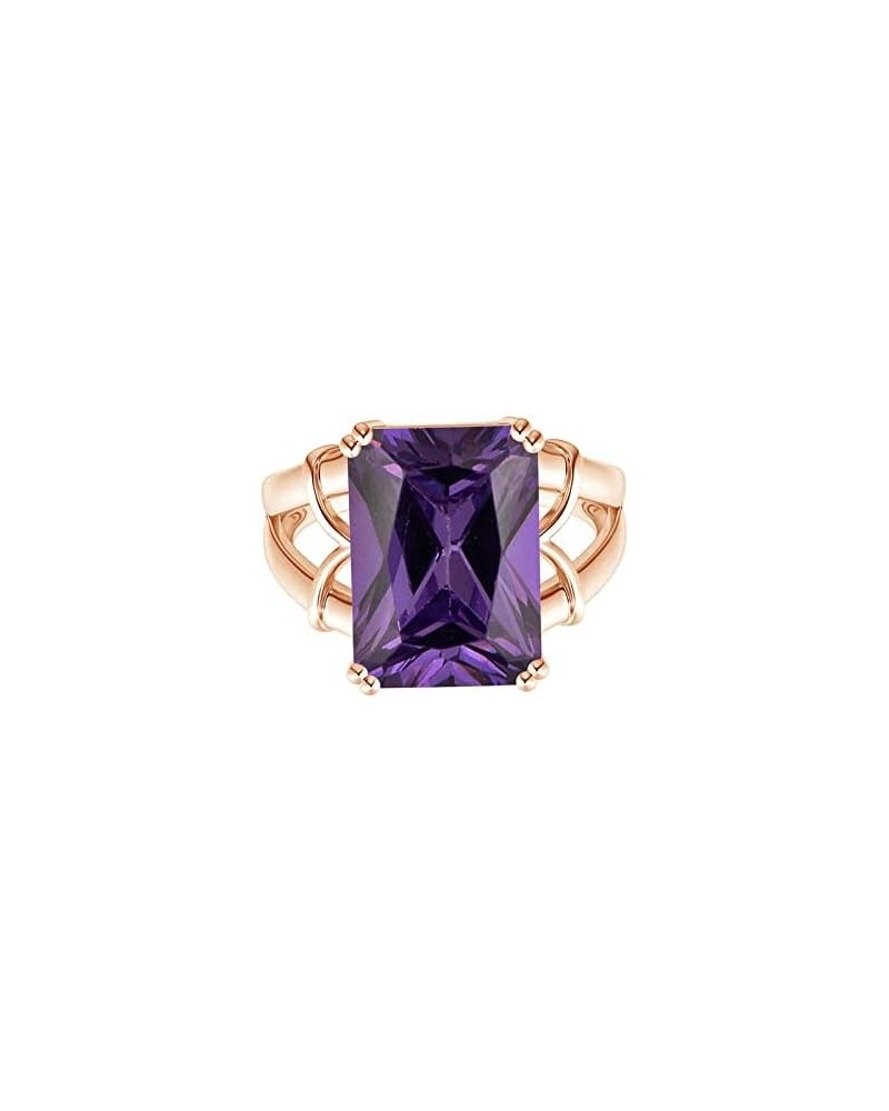 1.5 CTW Radiant Cut Multi Gemstone 9K Rose Gold Stackable Solitaire Split Shank Ring Amethyst CZ $94.04 Rings