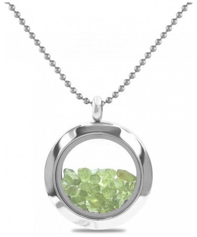 Gemstone Window Pendant in Stainless Steel Peridot $41.16 Pendants