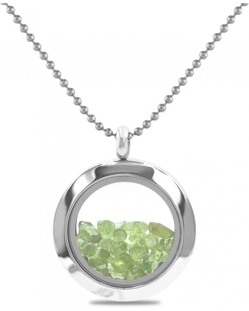 Gemstone Window Pendant in Stainless Steel Peridot $41.16 Pendants