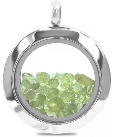 Gemstone Window Pendant in Stainless Steel Peridot $41.16 Pendants