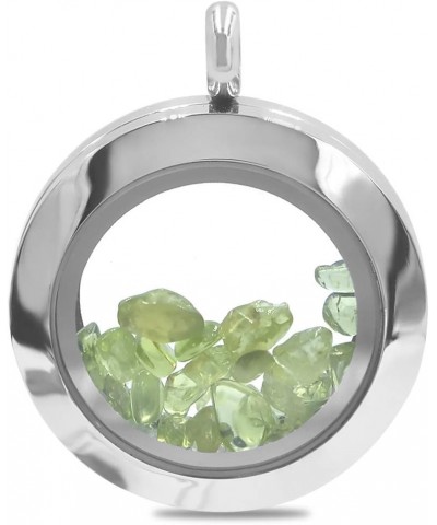 Gemstone Window Pendant in Stainless Steel Peridot $41.16 Pendants