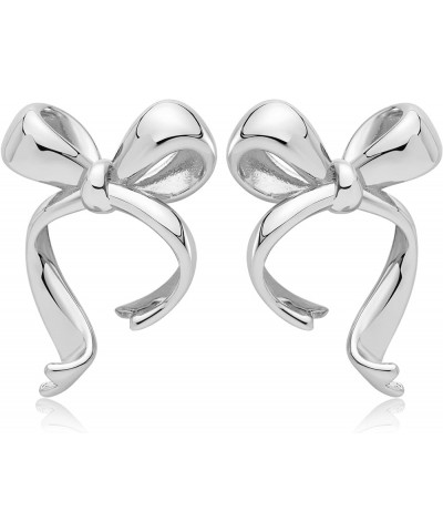 Gold Bow Butterfly Stud Earrings Fashion Jewelry for Women Bow C-Silver $8.39 Earrings