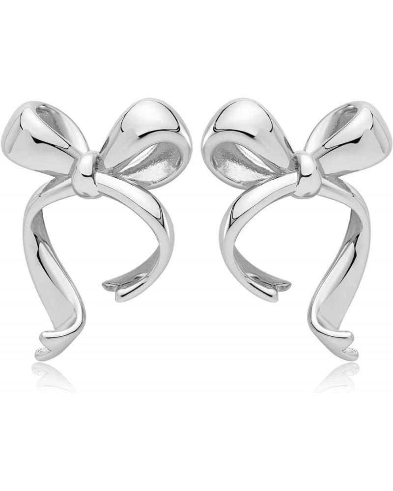 Gold Bow Butterfly Stud Earrings Fashion Jewelry for Women Bow C-Silver $8.39 Earrings