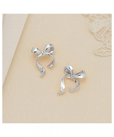 Gold Bow Butterfly Stud Earrings Fashion Jewelry for Women Bow C-Silver $8.39 Earrings