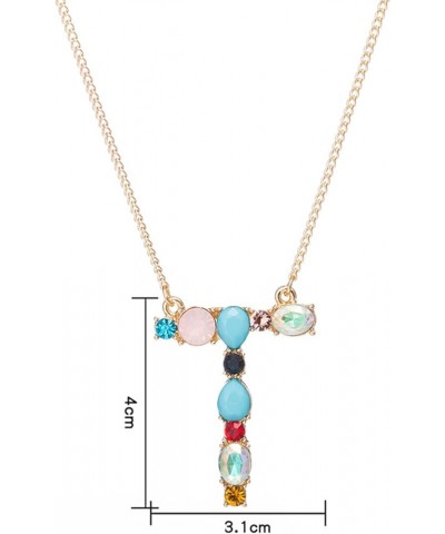 Necklace Chain for Women Girls, A-Z Capital Letter Pendant Colorful Rhinestone Inlaid Women Necklace Jewelry Pendant Necklace...