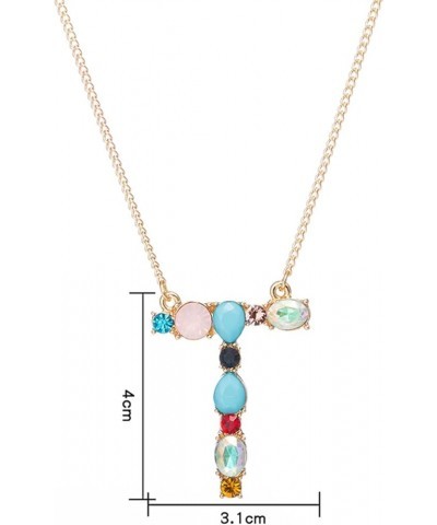 Necklace Chain for Women Girls, A-Z Capital Letter Pendant Colorful Rhinestone Inlaid Women Necklace Jewelry Pendant Necklace...