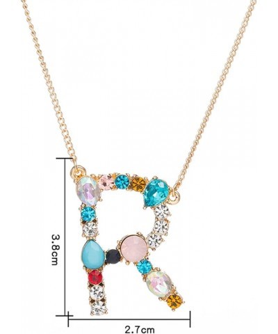 Necklace Chain for Women Girls, A-Z Capital Letter Pendant Colorful Rhinestone Inlaid Women Necklace Jewelry Pendant Necklace...