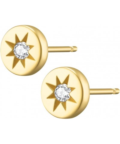 18K Gold Plated Sterling Silver Stud Earrings for Women Girls, Eight AWN Star Hypoallergenic Cubic Zirconia Earrings Gold $10...