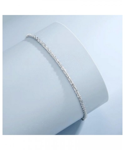 18K White Gold Plated CZ Tennis Bracelet, Crystal Heart Silver Tennis Bracelet for Bridal, Wedding, Shiny Bracelet for Women ...