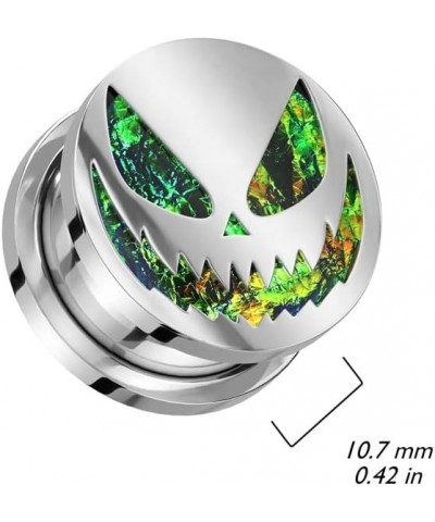 316L Stainless Steel Green Glitter Spooky Halloween Smile Screw Fit Plugs, Sold as a Pair 25mm (1") $10.08 Body Jewelry