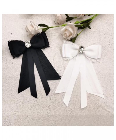 Fashion Ribbon Bow Tie Brooch Pins for Women Girls Crystal Lace Uniform Pre-Tied Necktie Bowknot Corsage Brooches Party Cerem...