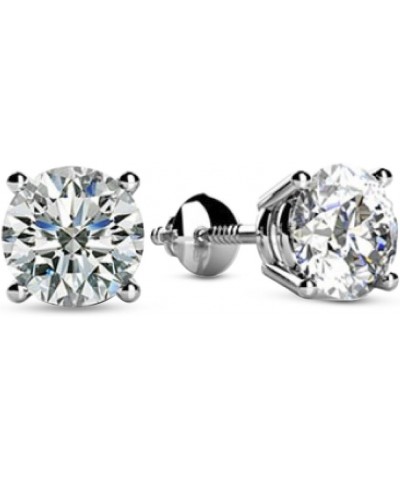 IGI Certified LAB-GROWN Round Cut Diamond Earrings 4 Prong Screw Back Ultra Premium Collection (H-I Color, VS1-VS2 Clarity) 1...