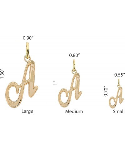 Solid 14k Gold Personalized Cursive-Style"A-Z" Initial Pendant (Size S/M/L) Large (Y) Yellow Gold $66.70 Pendants