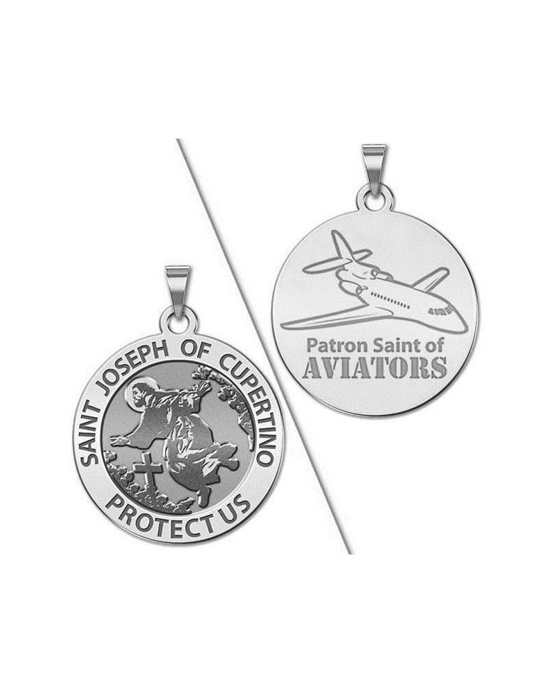 Saint Joseph of Cupertino Aviator Religious Medal - 1 Inch Size of a Quarter -Sterling Silver $28.38 Pendants