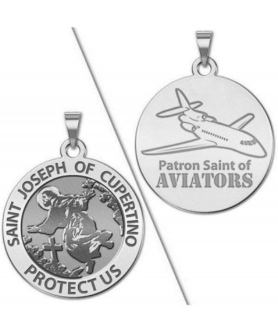 Saint Joseph of Cupertino Aviator Religious Medal - 1 Inch Size of a Quarter -Sterling Silver $28.38 Pendants