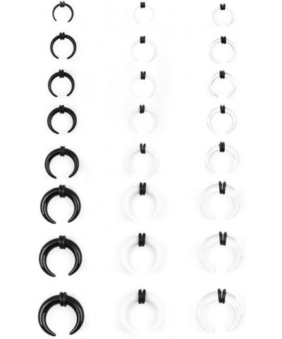 24Pcs 14G-0G Acrylic Pincher Tapers Septum Ring C Shape Buffalo Stretcher Expander with Black O-Rings for Stretching Pierced ...