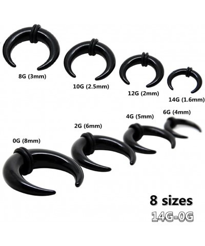 24Pcs 14G-0G Acrylic Pincher Tapers Septum Ring C Shape Buffalo Stretcher Expander with Black O-Rings for Stretching Pierced ...