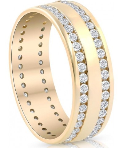 1 1/2ct Diamond Double Row Eternity Ring 14k Yellow Gold 7.5mm Wide Flat Band $398.20 Rings