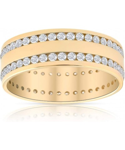 1 1/2ct Diamond Double Row Eternity Ring 14k Yellow Gold 7.5mm Wide Flat Band $398.20 Rings