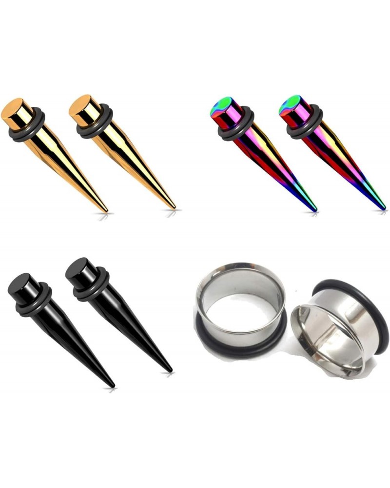 1 Gauge 1g 7mm Gold Black Rainbow Steel Ear Stretching Kit 2 Steel Tapers & 2 Tunnels gauges gold $9.87 Body Jewelry